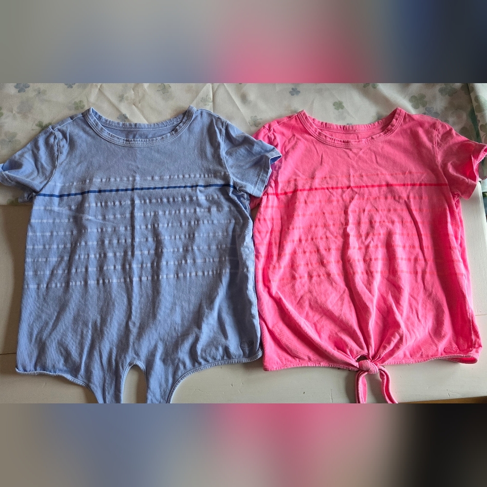 Blue and Pink Short Sleeve Tops